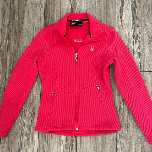 Spyder Core Pink Zip Front Fleece Knit Jacket - Picture 1 of 9